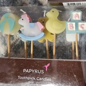 2 Sets of Papyrus Baby Themed Toothpick Candles